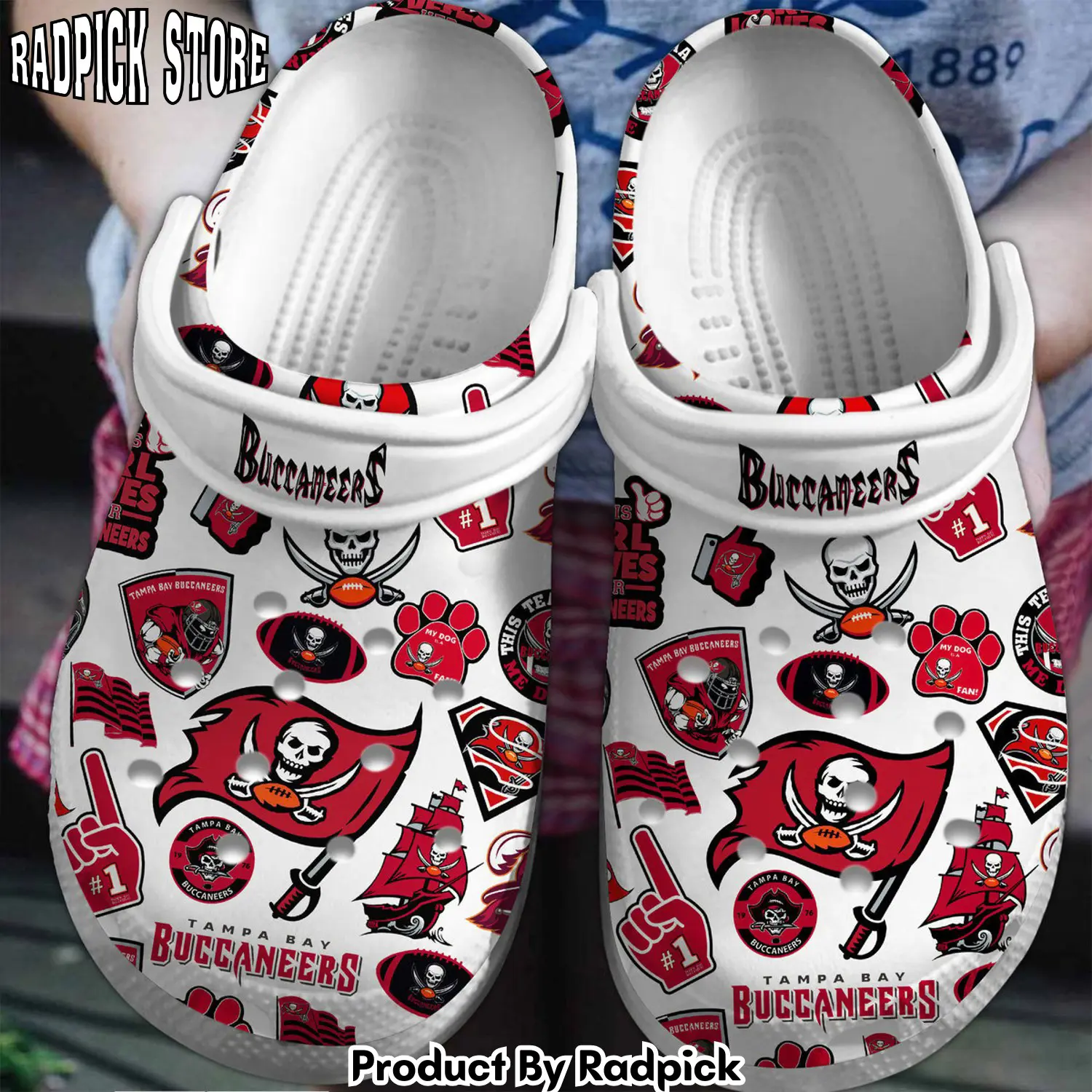 Radpick tampa bay buccaneers nfl sport crocss crocband clogs shoes comfortable for men women and kids footwearelite exclusive fwy rp652990